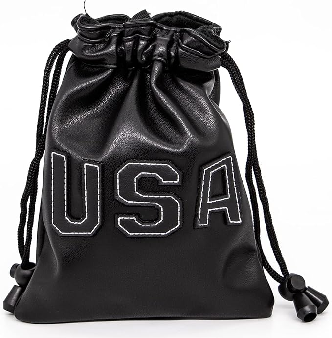 Golf Valuables Pouch,Golf Bag Pouch with Drawstrings Leather Tee Pouchs Bag for Men Women
