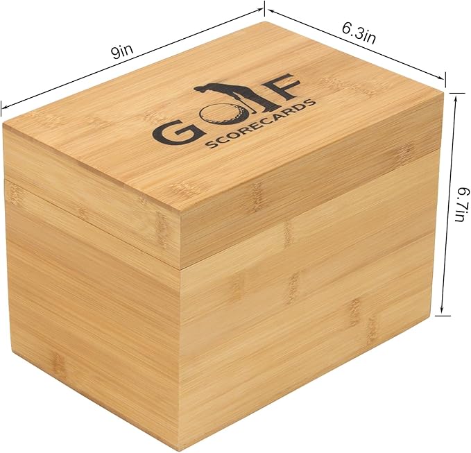 Golf Scorecard Collection Box, Golf Storage Box With 5 Wooden Dividers Holds Scorecards, Photos, Keepsakes, Yardage Books, Golf Scorecard Holder Keeper Accessories to Organize and Display