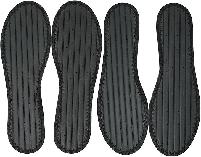 Happystep Cotton Terry Cloth Insoles, Barefoot Shoe Inserts, Sweat Absorption, Odor Control, Moisture-Wicking, Washable and Reusable, Zero Drop Shoe Insoles, 2 Pairs of Black (Men Size 10)