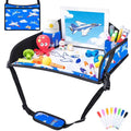 COOLBEBE Kids Travel Tray for Toddler Car Seat, Travel Tray for Airplane, Toddler Car Seat Lap Tray, Carseat Table Tray for Kids Travel Activities (Blue Plane)