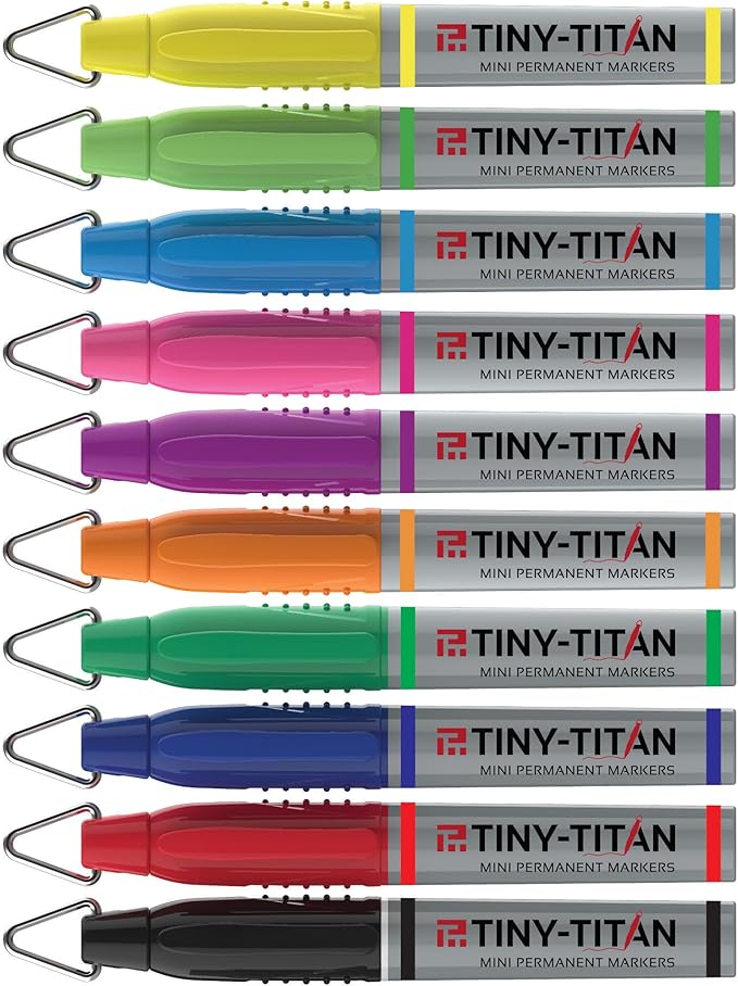 Tiny-Titan Mini Markers, Keychain Clip, Golf Ball Marker, Clip On Nurse's Badge - Green Ink - Fine Point - 4 Pens