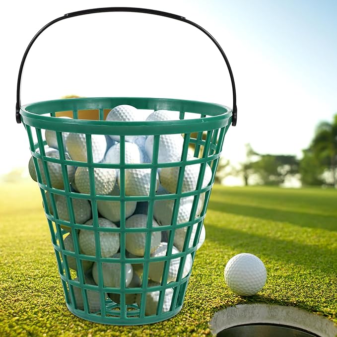 YARNOW Golf Ball Basket with Handle Nylon Golf Ball Container Golf Ball Bin (Green, Golf Balls are Excluded)