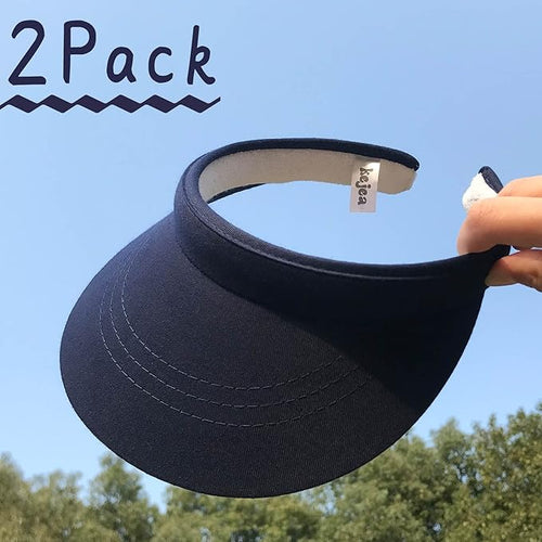 2 Pack Visor Women Men Sun Hat Clip On Visors Adjustable Sport Wide Brim Cap