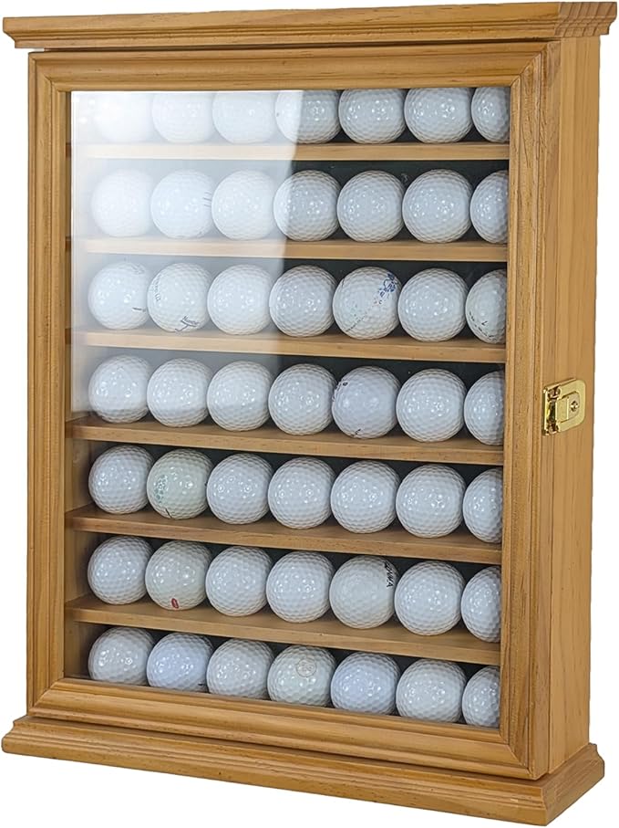 Premium 'Hole in One' Golf Ball Display Case - Exceptional Craftsmanship, Elegant Home Decoration, and Ideal Gift for Golf Enthusiasts Natural Color