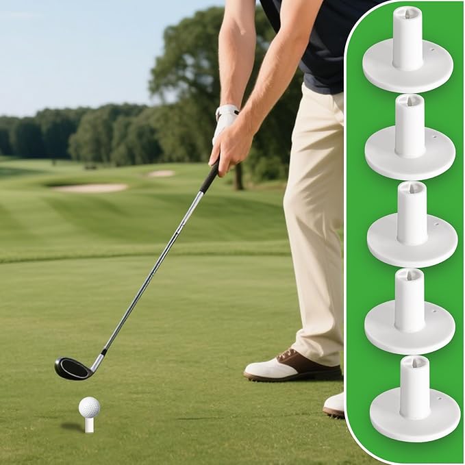 Rubber Golf Tees for Mats Adjustable Height Golf Simulator Tees, Indoor Outdoor Practice, Non-Slip Golf Mat Tees with Holder, Compatible with Driving Range & Golf Simulators