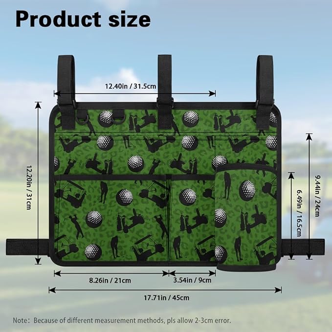 Golf Ball Golf Cart Rear Seat Organizer Universal No Drilling Storage Bag Lightweight Accessories