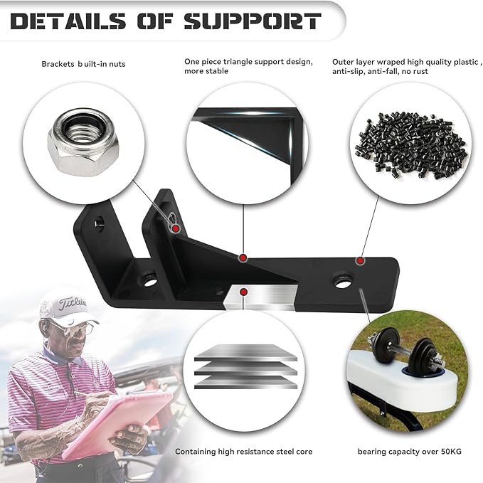 XUANYUDG0769 Golf Cart Armrest with Cup Holder for EZGO TXT Club Car DS Precedent and Yamaha Rear Seat Kit, Upgrade Support Frame/No Need Drilling Arm Rest