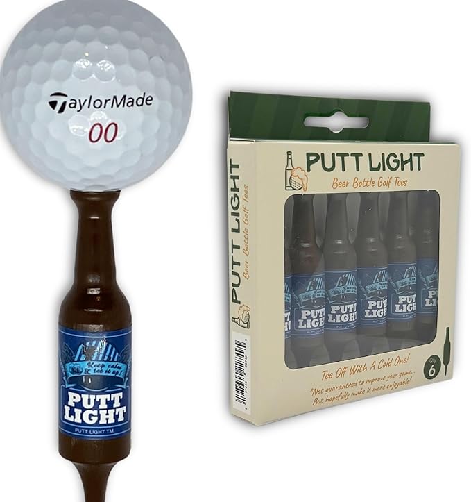 Beer Bottle Golf Tees, Virtually Unbreakable and Recyclable Plastic Golf Tee 6 Pack, Golf Gift for Men, Bachelor Party Novelty Gift, for Golfers,3-1/4" Tall