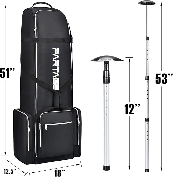 Partage Golf Travel Bag with Wheels,Golf Travel Case for Airlines -Black