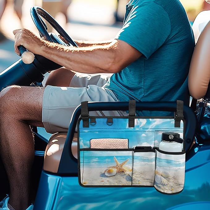 Fashion Golf Cart Rear Seat Organizer Lightweight Storage Bag Accessories for Club Car, Wheelchair and Walker