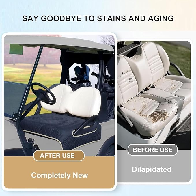 Universal Heated Golf Cart Seat Cover - Waterproof Golf Cart Heater Accessory w/ 4-Zone Warmth, 3 Heat Levels, USB/Type-C & 12V Plug for EZGO/Yamaha/Club Car (Navy Blue)