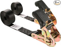 Endless Ratchet Tie Down Straps,Du-Rable Nylon Black Strap Ratcheting Securing,Heavy Duty Cargo,Track Spring Fittings,Cargo Ropes for Trailer Loads,Motorcycle,Kayak,7ft-2Pack