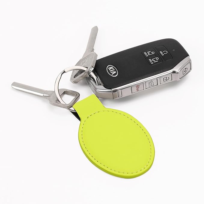 LaserGram Oval Keychain, Palm Trees, Personalized Engraving Included (Neon Green)