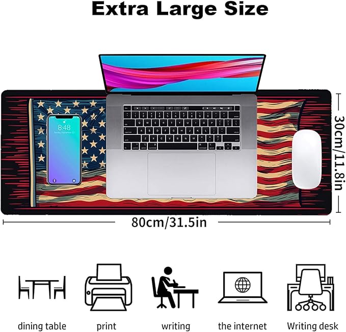 Fire Truck Gaming Mouse Pad, Office Desk Mat, Anti-Slip Rubber Base Cool Aesthetic Mouse Pads for Computer Laptop Keyboard School Home Desktop Gamer Home Accessories Decor 31.5" x 11.8"