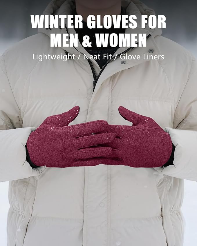 Aegend Lightweight Winter Gloves for Men Women, Warm Running Gloves Touchscreen Thermal Glove Liners for Cold Weather Driving, Cycling & Hiking, Non-Slip, Elastic Cuff, Stretchy, Durable