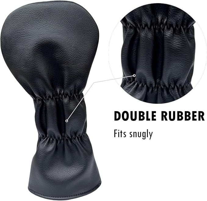 Golf Club Headcover 3 Wood Headcover Black n Gold Premium PU Leather Driver #3 Fairway Wood Hybrid Wood Head Cover Fits for All Brand