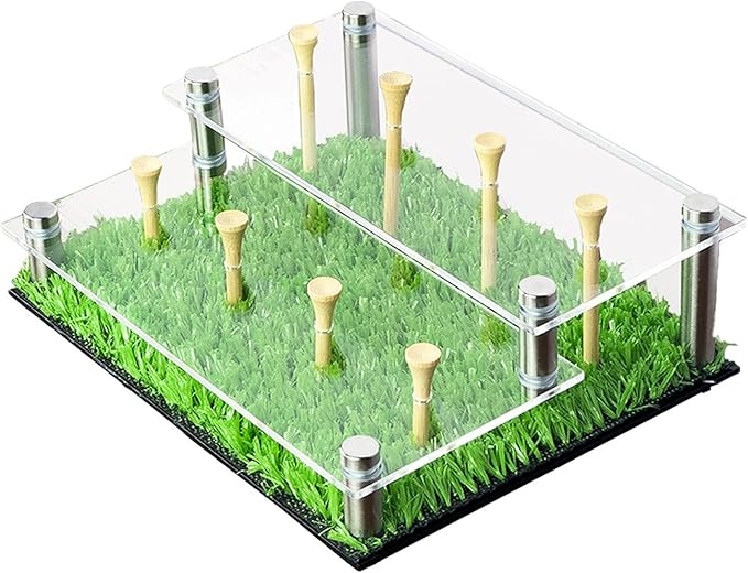 Golf Ball Display Case, Balls Rack with Tees 2 Tier Acrylic Stand Holder for Tennis