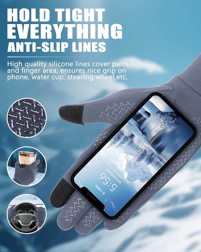 Aegend Lightweight Winter Gloves for Men Women, Warm Running Gloves Touchscreen Thermal Glove Liners for Cold Weather Driving, Cycling & Hiking, Non-Slip, Elastic Cuff, Stretchy, Durable