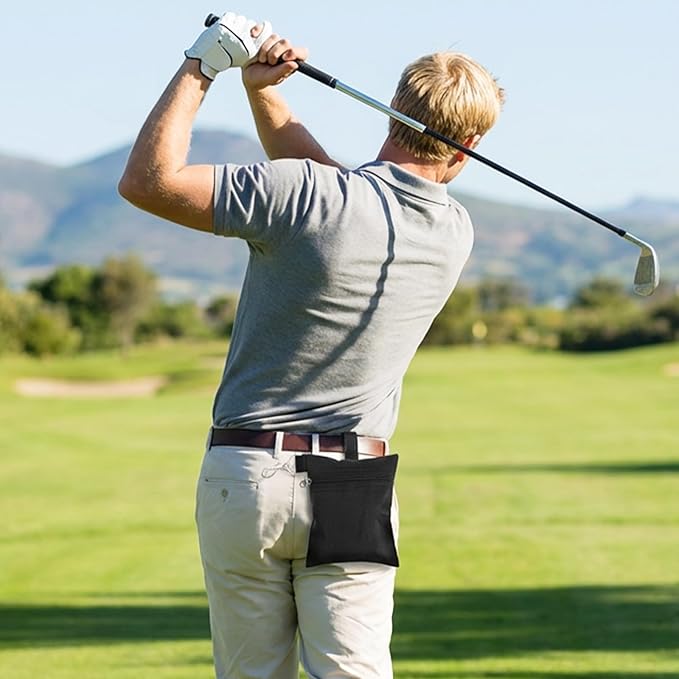 2 Pcs Golf Tee Pouch Golf Tee Bag Accessory Bag with Zipper & Clip for Men Women