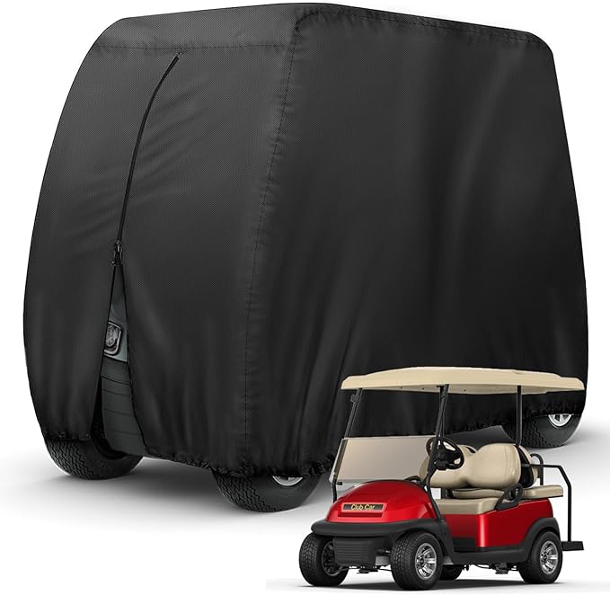 Golf Cart Cover 8 Passenger Heavy Duty, 420D Waterproof Golf Cart Covers Extended Roof Compatible with EZ GO Club Car Yamaha Golf Carts, Outdoor Dustproof 8 Seat Club Car Cover (Up to 169 Inch)