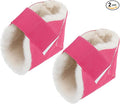 2 Pcs Heel Protectors for Pressure Sores Sheepskin Heel Pads Soft Foot Cushions Pad Protectors Adjustable Foot Pillows with Securing Strap for Bed Sore Ankle Ulcers (Pink)