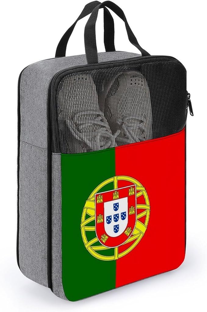 Portable Travel Shoe Packing Bag Portugal Flag Golf Shoe Dust Bags Reusable Sneaker Bags for Gym, 1-Pack