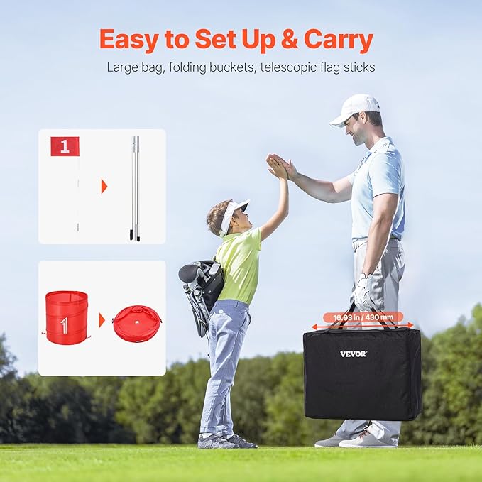 VEVOR Backyard Golf Game, 9 Hole Golf Course, Golf Game Practice Games, Golf Chipping Game for Family, Adults and Kids, Portable Outdoor Yard Golf Game for Lawn, Yard, Camping, Park, Beach