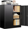 CJF Metal Storage Cabinet, 36.2" H Locking Storage Cabinet with Shelves and Doors, Metal Cabinets for Home Office, Garage, Utility Room and Basement (Black)