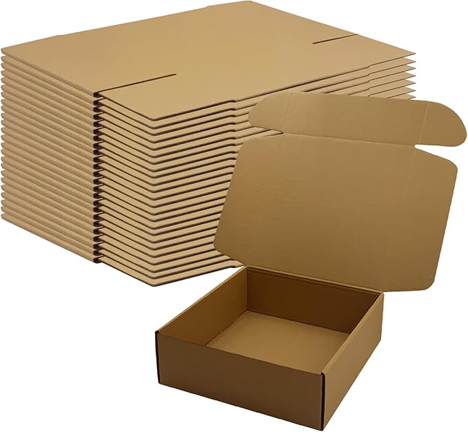 9x9x3 Inches Shipping Boxes Set of 25，Brown Cardboard Boxes Recyclable Corrugated Mailers for Small Business, E-commerce, Gift Packaging Storage Boxes Products Box Self-Locking Folding Boxes