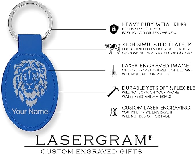 LaserGram Oval Keychain, Off Road Racer, Personalized Engraving Included (Dark Blue)