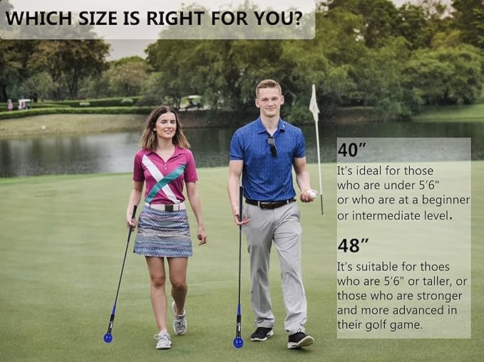 Golf Swing Trainer Aid 48"/40" Warm-Up Stick for Strength Flexibility Tempo Training Golf Practice Aid with Weighted Head Swing Corrector for Men Women