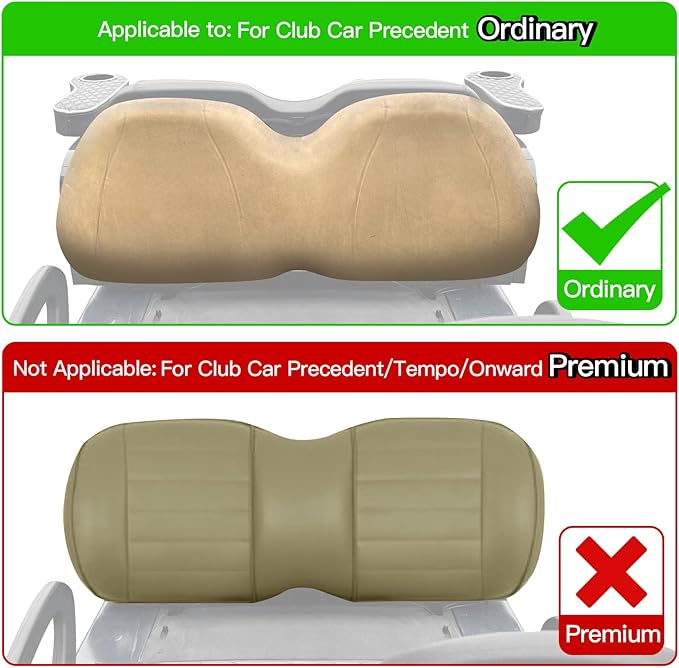 NOKINS 4PCS Golf Cart Seat Covers Kit, Front and Rear Seat Covers Fits Club Car Precedent Standard Seat Cushion, Club Car Vinyl Seat Covers Accessories, No Staples (Dark Green&Black)