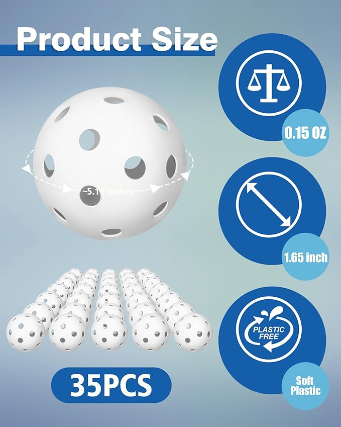 35 Pack Practice Golf Balls Limited Flight Plastic Golf Balls 42mm Practice Golf Balls for Backyard Golf Training Balls for Swing Practice, Airflow Hollow (Multiple Colors)