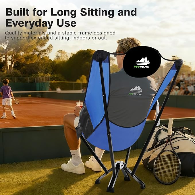 High-Back Folding Chair for Indoor & Outdoor Use — Comfortable Full Back Support for Long Sitting, Stable Aluminum Frame, Easy Setup, Portable Chair for Home, Camping, RV & Relaxation