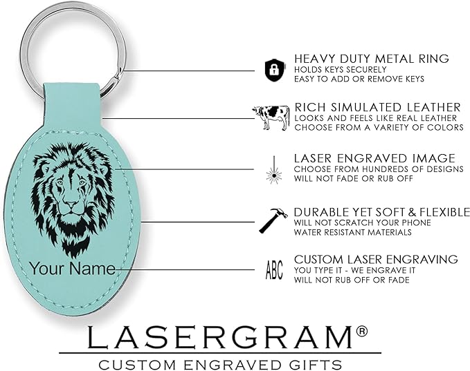 LaserGram Oval Keychain, Golfer Golfing, Personalized Engraving Included (Teal)