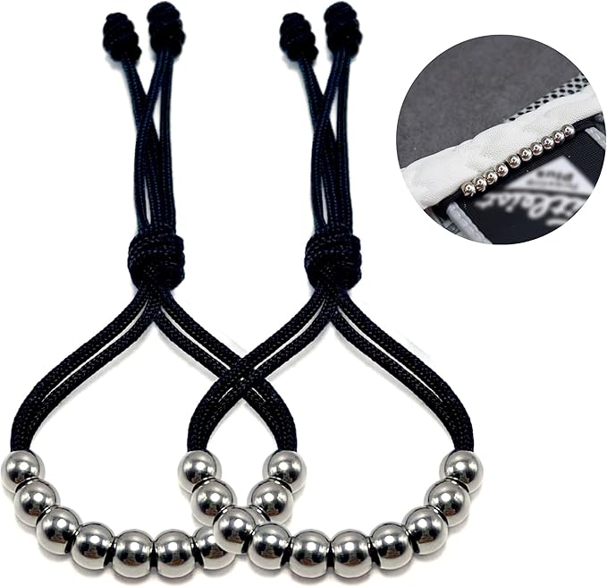 LAMIBEE Pack of 2 Golf Glove Bead Stroke Counter, 10 Stainless Steel Beads Score Counter for Gloves, Stroke Count Resizable Easy to Adjust Golf Round Scoring Tracker Accessory