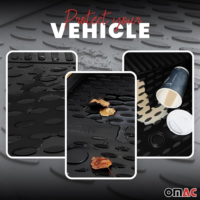 OMAC Floor Mats for VW e-Golf 2015-2019 Car Mats All Weather 3D Custom Fit Rubber Mat Waterproof Odorless TPE Floor Liners Laser Measured Non-Slip (Black)