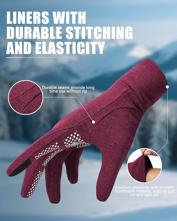 Aegend Lightweight Winter Gloves for Men Women, Warm Running Gloves Touchscreen Thermal Glove Liners for Cold Weather Driving, Cycling & Hiking, Non-Slip, Elastic Cuff, Stretchy, Durable