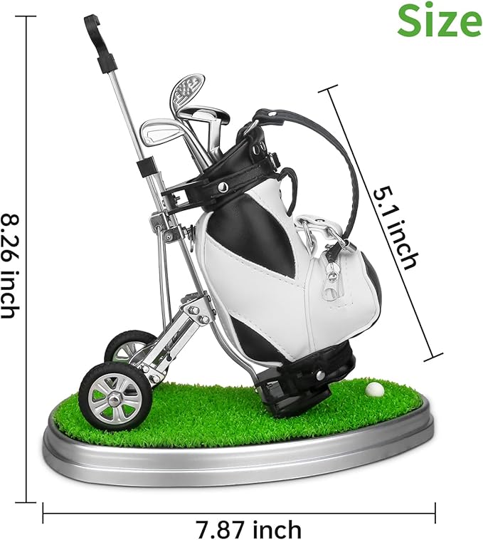 10L0L Golf Pen Holder 3 Club Pens Golf Cart, Mini Office Desk Decor, Funny Gifts for Men, Dad, Boss - Stocking Stuffers for Golfers on Birthday, Christmas, Fathers Day
