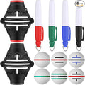 6 Pack Golf Ball Marker Line Tool 360 Degree Triple Line Ball Marker Stencil Tool Golf Accessories for Men with 2 Marking Stencils and 4 Vibrant Colors Pen