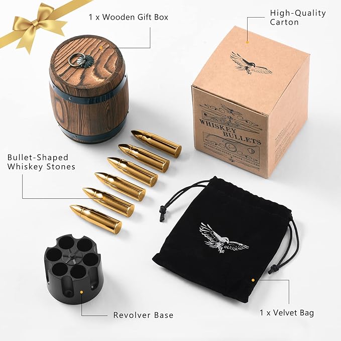 Gifts for Men Him Christmas, Whiskey Stone Gifts for Husband Anniversary, Unique Birthday Gift Ideas for Dad from Daughter Son Wife, Cool Stocking Stuffers, Bourbon Gadgets for Grandpa Uncle Father