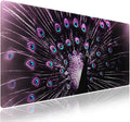 Extended XXL Gaming Mouse Pad with Stitched Edges 31.5 x 11.8 Inches - Gorgeous Purple Black Peacock, Smooth Cloth Surface Natural Anti-Slip Rubber Base Large Desk Mat for PC Office/Home