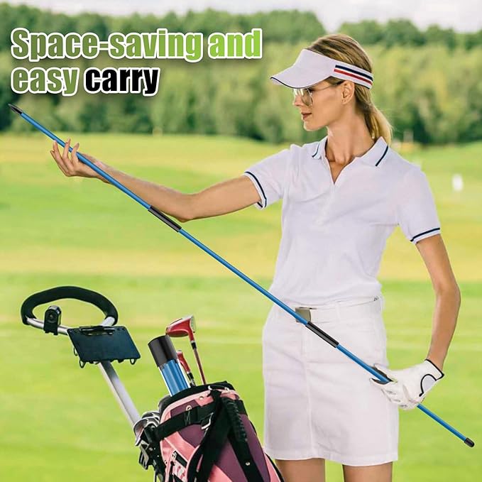 Golf Alignment Sticks 2 Pack, 48″Collapsible Practice Rods for Aiming/Putting, Golf Training Aid for Swing Trainer with Clear Tube Case, Foldable Training Rods with 10 Golf Tees