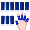 Finger Sleeves Protectors, 10Pcs Sport Finger Sleeves Elastic Thumb Brace Support for Basketball Golf Premium Fingers Sleeve for Arthritis Perfect for Relieving Pain (10pcs blue set)