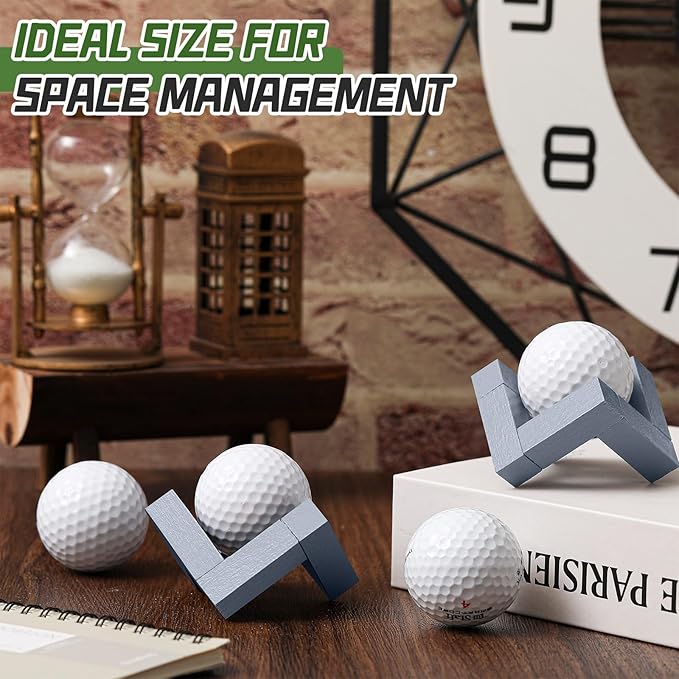 3 Pack Golf Ball Display Stand 1.97 Inch Wooden Golfball Display Case Grey Baseball Rack Holder for Souvenir Collections Tabletop Decor Men Golf Enthusiasts