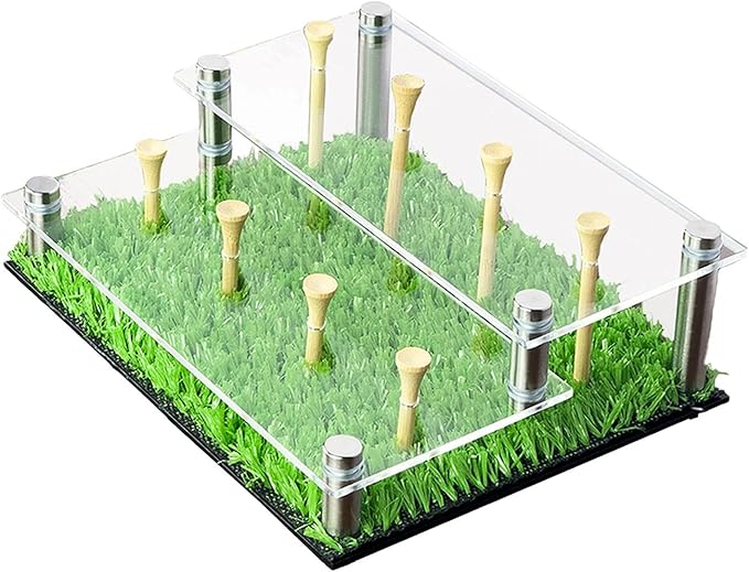Golf Ball Display Case, Balls Rack with Tees 2 Tier Acrylic Stand Holder for Tennis