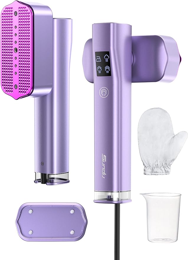 Steamer for Clothes,Sundu Portable 2-in-1 Travel Steamer&Iron,15s Fast Heat-up,100ml Water Tank,Ironing Gloves,25 Min Powerful Continuous Steam,1200W&4 Modes Light Steam Iron for Travel&Home(Purple)