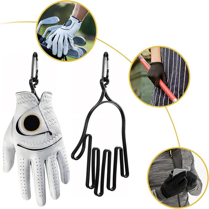 2 Pcs Golf Gloves Stretcher Support Frame Golf Gloves Holder Hanger Keeper Rack Dryer Shaper Tool Support Frame Guardian Hook Accessories Gifts for Men Women Golfer