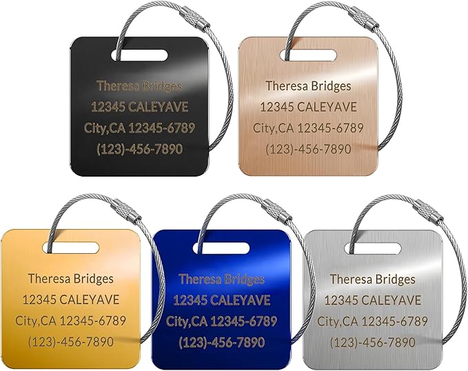 (5Pack) Custom Personalized Luggage Tags-Customized Unique tag for Suitcase Backpack Travel,Bags (Round (2 × 2))
