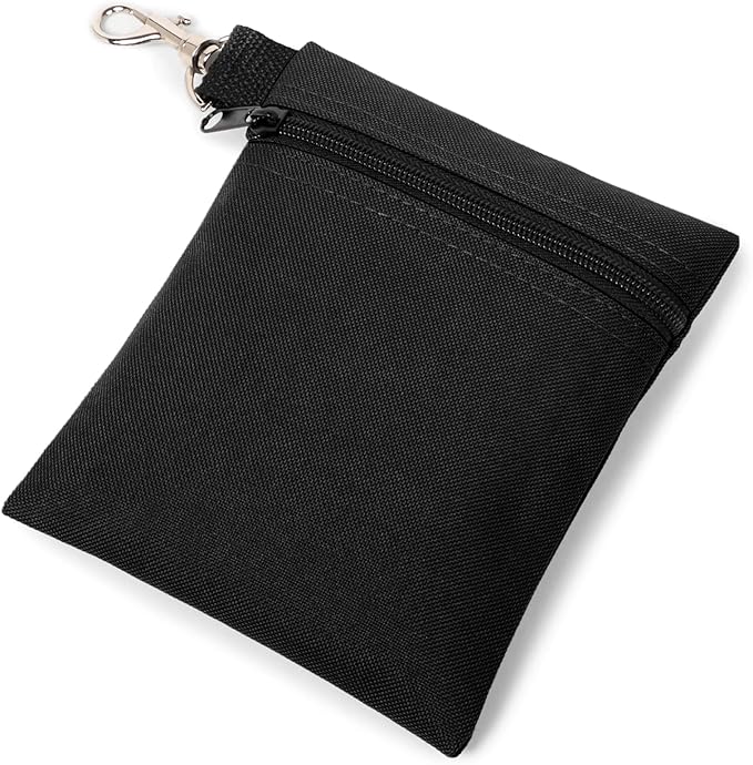 BuyAgain Golf Tee Pouch, 5.62 X 6.87 Inch Professional Zipper Golf Tee/Ball Pouch Bag with Metal Lobster Claw Clip
